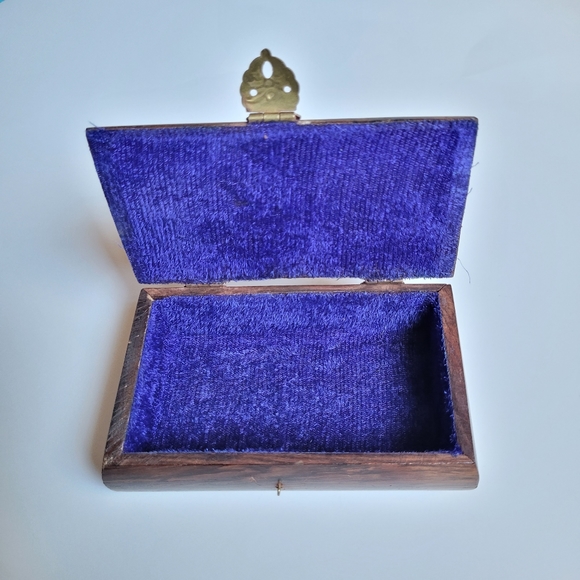 Vintage Men's Wood Inlaid Jewelry & Accessory Box,  Velvet Lined - Picture 2 of 6